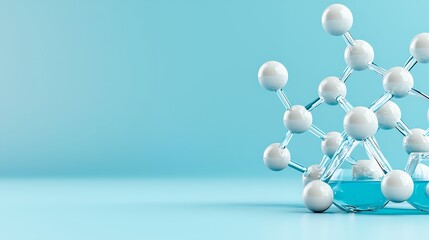 3D Rendered Molecular Structure on Light Blue Background