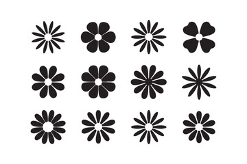 Set of floral icons silhouette vector style design7