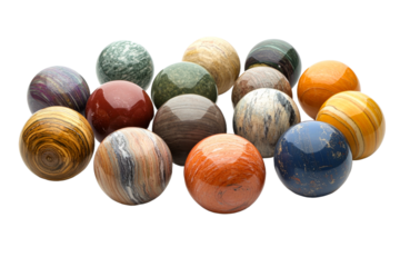 Colorful collection of decorative polished stones
