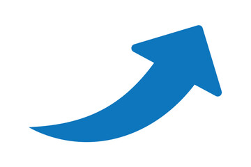 Rising arrow green gradation icon isolated on transparent background. Flat style arrow symbol for website, logo,app, ui and design. Curved arrow icon png. Hand drawn arrow icon.