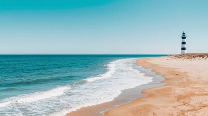 Scenic Seascape  Lighthouse  Beach  Ocean Waves  Coastal View