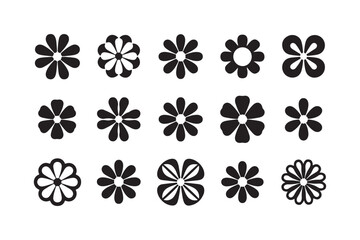 Set of floral icons silhouette vector style design2