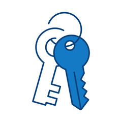 Key Blue Line Editable Stroke Icon. Real Estate, Building, House, Home, Property Vector Illustration