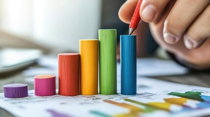 Colorful Cylinders Representing Business Growth and Financial Success