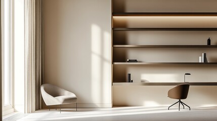 Serene Minimalist Home Office Interior Design