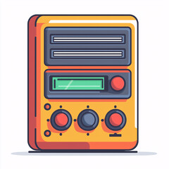 Fototapeta premium Vintage radio with colorful dials and digital display.