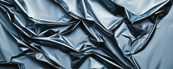 Crumpled Black Plastic Sheet Creating Textured Background for Modern Art and Design Projects