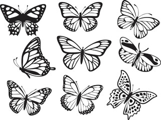 Different butterflies set. Vector illustration