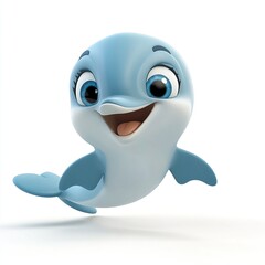 Happy Cartoon Dolphin   D Render  Aquatic Mammal  Ocean Life