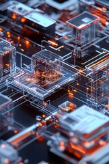 Obraz premium Futuristic Circuit Board with Glowing Components