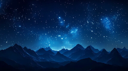 Starry Night with Mountains
