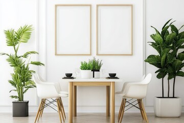 Fototapeta premium Beautiful room decor elements against a crisp white wall.