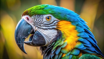 Obraz premium A Vibrant Close-Up Portrait of a Colorful Parrot with Striking Features and Detailed Plumage