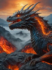 Ancient Ember: The Majestic Dragon of Fire and Mist