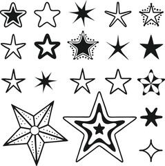Star collection. Different stars set. Vector illustration