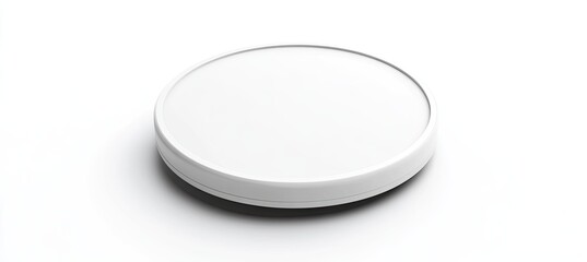 Blank White Round Plate on White Background