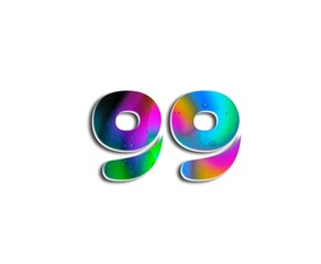 Number design with colorful bubble elements in numbers on white background