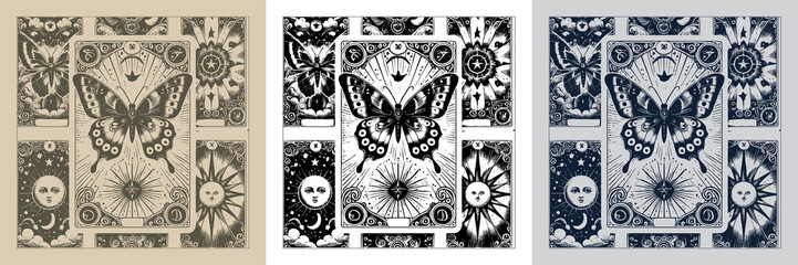 vintage butterfly vector playing card tattoo design