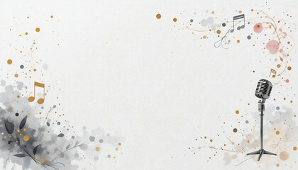 artistic watercolor splashes of standing mic border frame