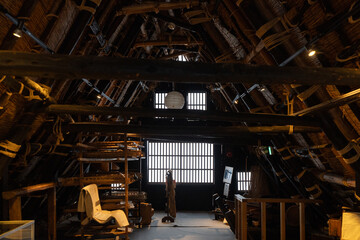 合掌造りの家の屋根裏