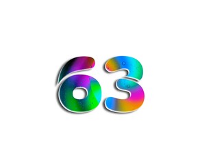 Number design with colorful bubble elements in numbers on white background