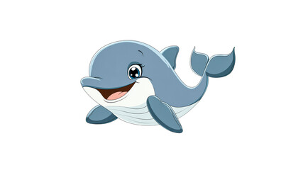 Obraz premium Happy cartoon dolphin swimming in the ocean