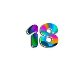 Number design with colorful bubble elements in numbers on white background