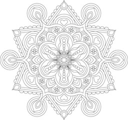 Mandala Line Art Vector for Coloring and Design