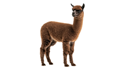 Graceful brown alpaca in studio