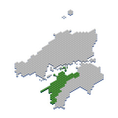 ハニカム構造状の愛媛県の地図