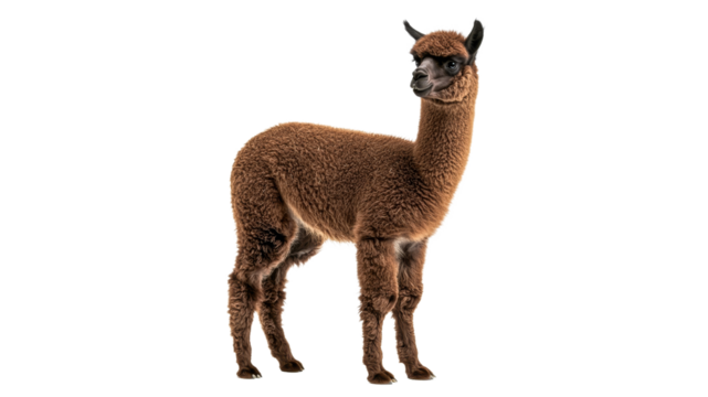 Graceful brown alpaca in studio