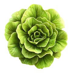 Obraz premium Hyper Detailed Butterhead Lettuce with Vibrant Green Leaves on White Background