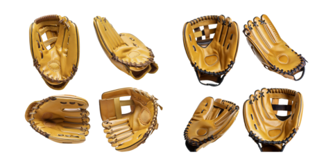 High-Quality Softball and Baseball Gloves Collection on White Background