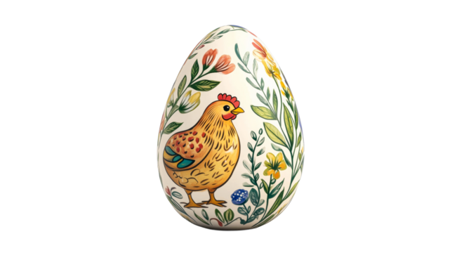 Floral designed egg with chicken decor