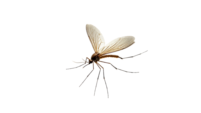 Detailed view of a mosquito in bright background