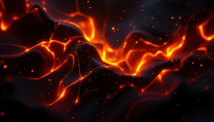Abstract glowing orange lines with dynamic waves and dark background