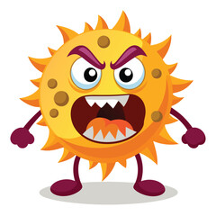 Angry and shaggy virus, cartoon character vector design on white background