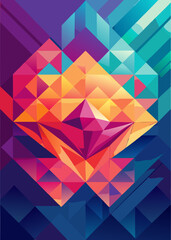 Fototapeta premium Geometric Abstraction: A vibrant and intricate display of geometric shapes, forming a mesmerizing mosaic of colors and patterns.