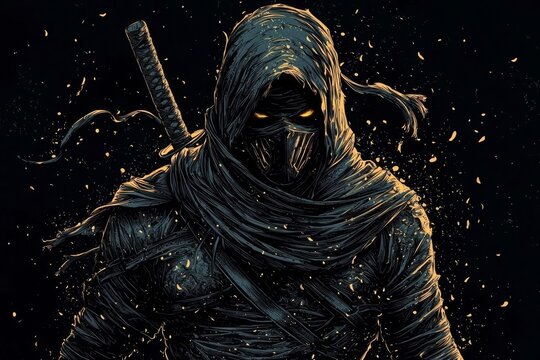 Dynamic anime artwork featuring a stealthy ninja character.