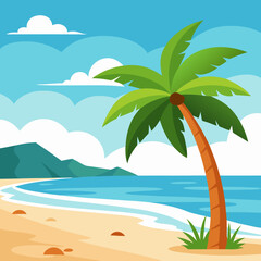 tropical island with palm trees vector illustration
