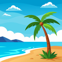 tropical island with palm trees vector illustration