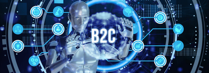 B2C Business to customer marketing strategy. 3d illustration