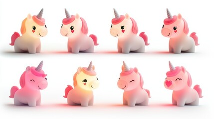 Set of assorted Valentine's Day cards with heart-shaped cutouts, glowing neon pink and red designs, isolated on a clean white background