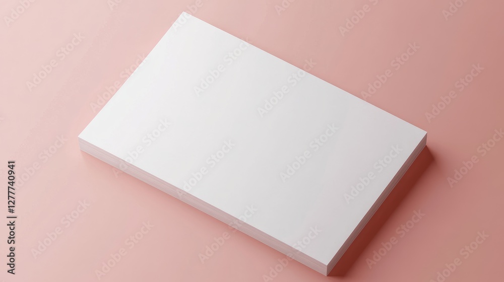 Poster A blank notepad with white pages on a soft pink background, ready for adding creative content or notes