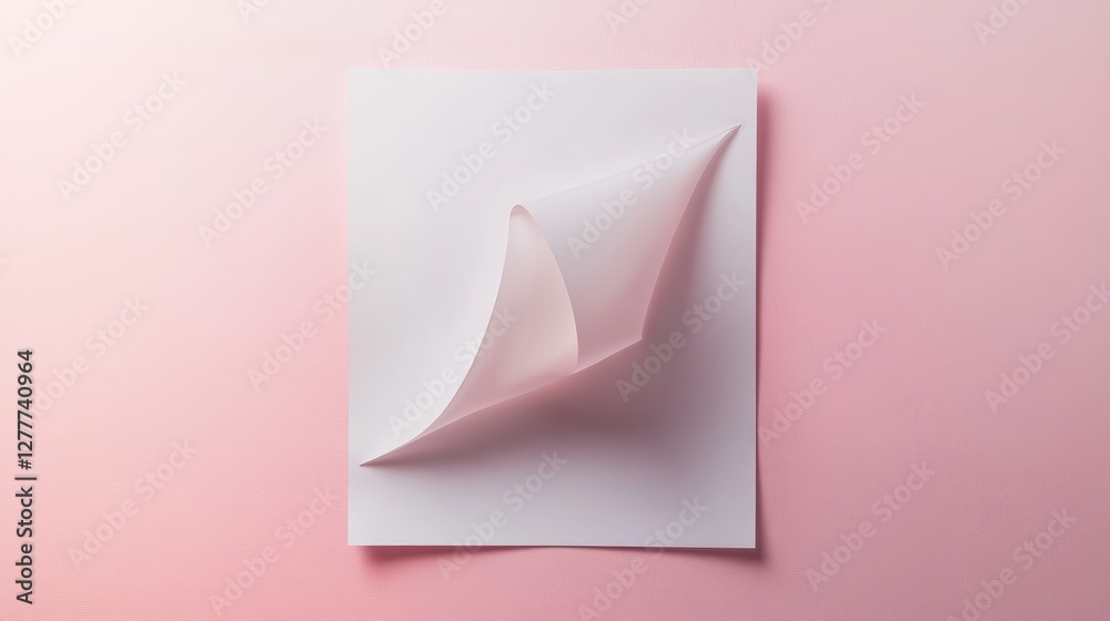Poster A blank notepad with white pages on a soft pink background, ready for adding creative content or notes