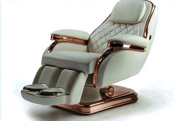 Luxurious Rose Gold and White Leather Massage Chair