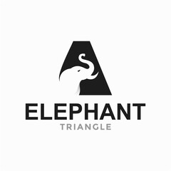 elephant triangle simple logo in negative space