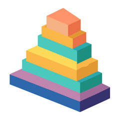 Fototapeta premium Stacked area chart flat vector illustration on white background