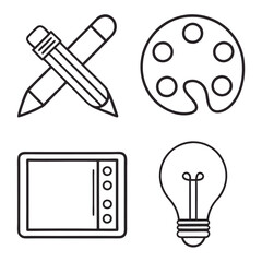 Art and Creativity Outline Icons Set