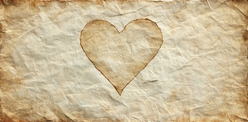 Fototapeta premium Heart shape cut out of antique paper background texture